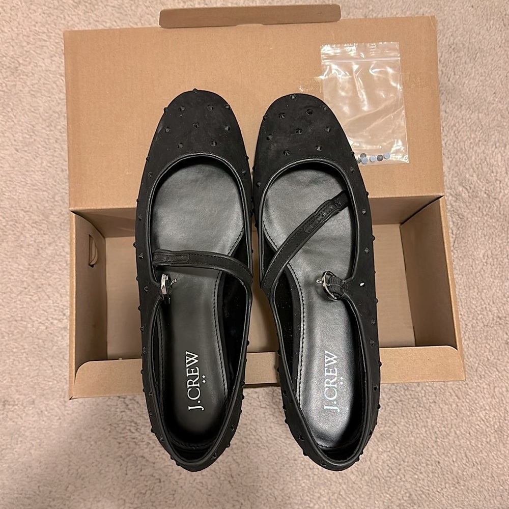 JCrew Mary Jane flats with black sequins